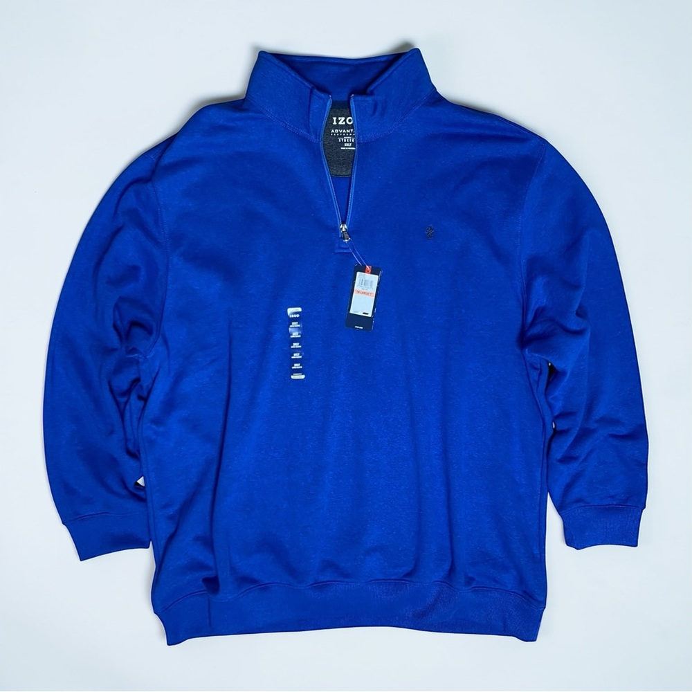 NEW IZOD Sweatshirt Men's Blue Performance 1/4 Zip Fleece Pullover 3XL Tall